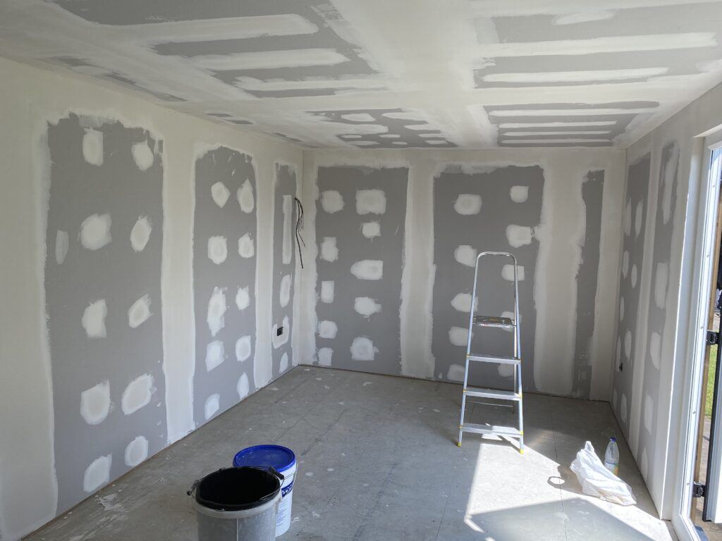 Drywall tape and jointing image to garden room