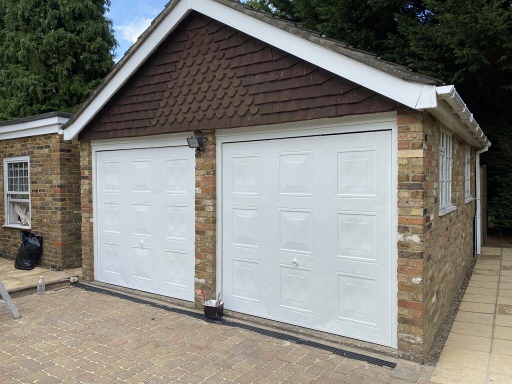 Double garage door finish painted